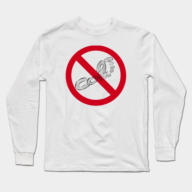 No To Carbon Footprint Long Sleeve T-Shirt by Aine Creative Designs